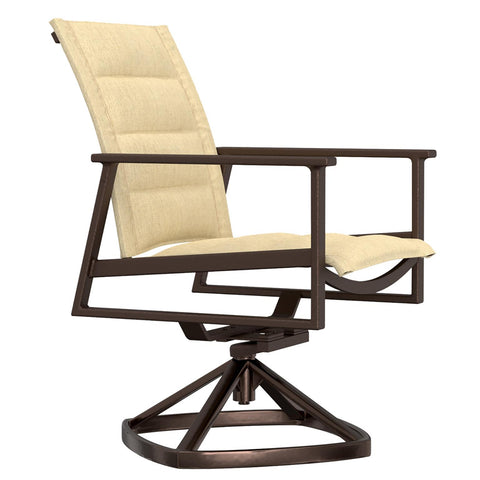 Padded Sling Swivel Rocker Dining Arm Chair