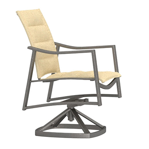 Padded Sling Swivel Rocker Dining Arm Chair